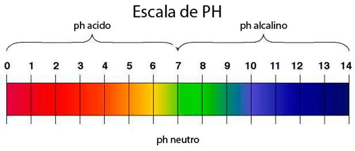 Escala de pH para determinar el nivel óptimo en acuaponía.